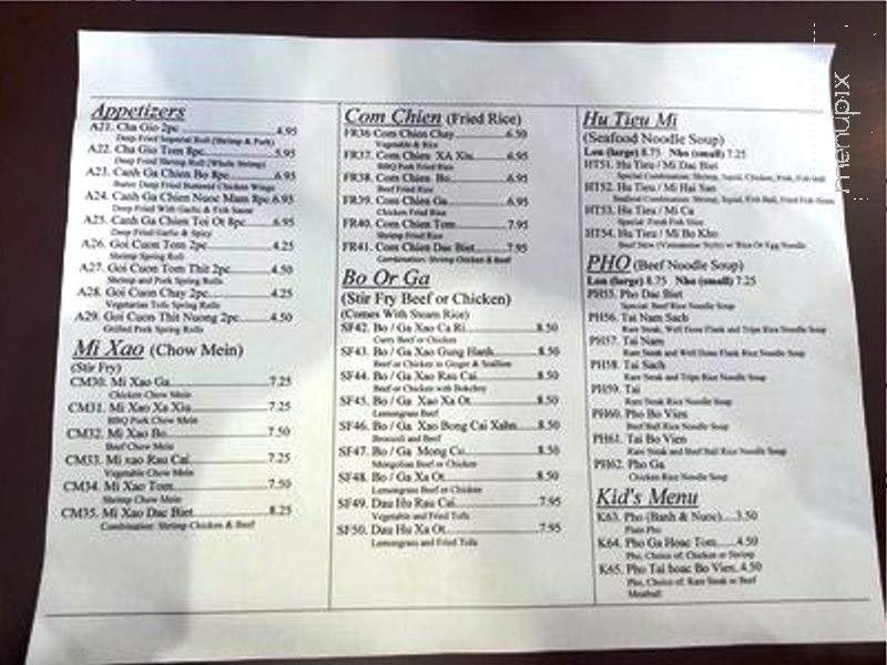 Lv Vietnamese Pho and Sandwiches - Vallejo, CA menu_pic