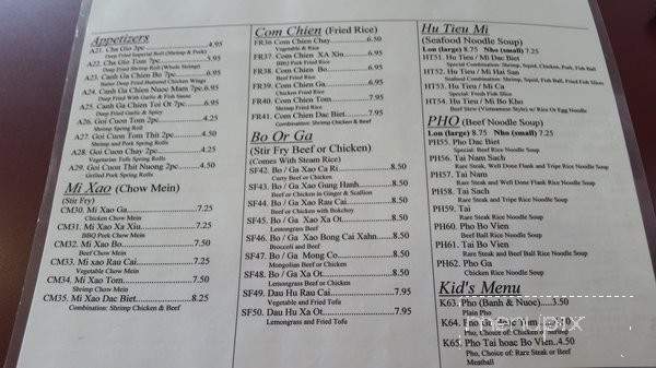 Lv Vietnamese Pho and Sandwiches - Vallejo, CA menu_pic