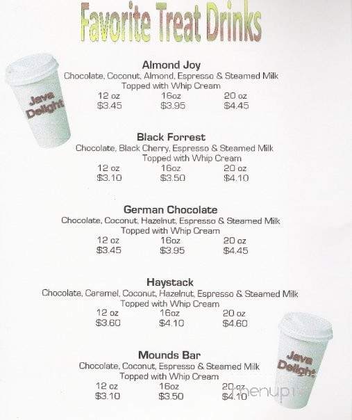 Java Delight - Vancouver, WA menu_pic