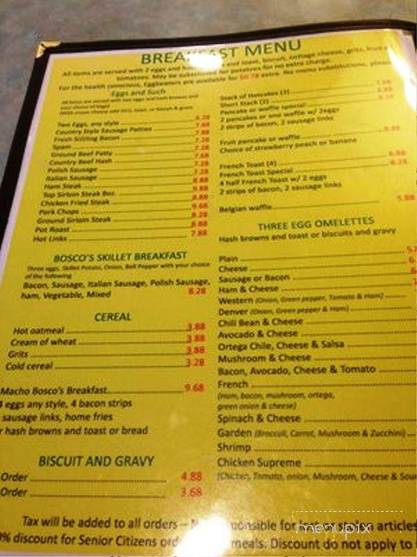 Bosco's Diner - Victorville, CA menu_pic