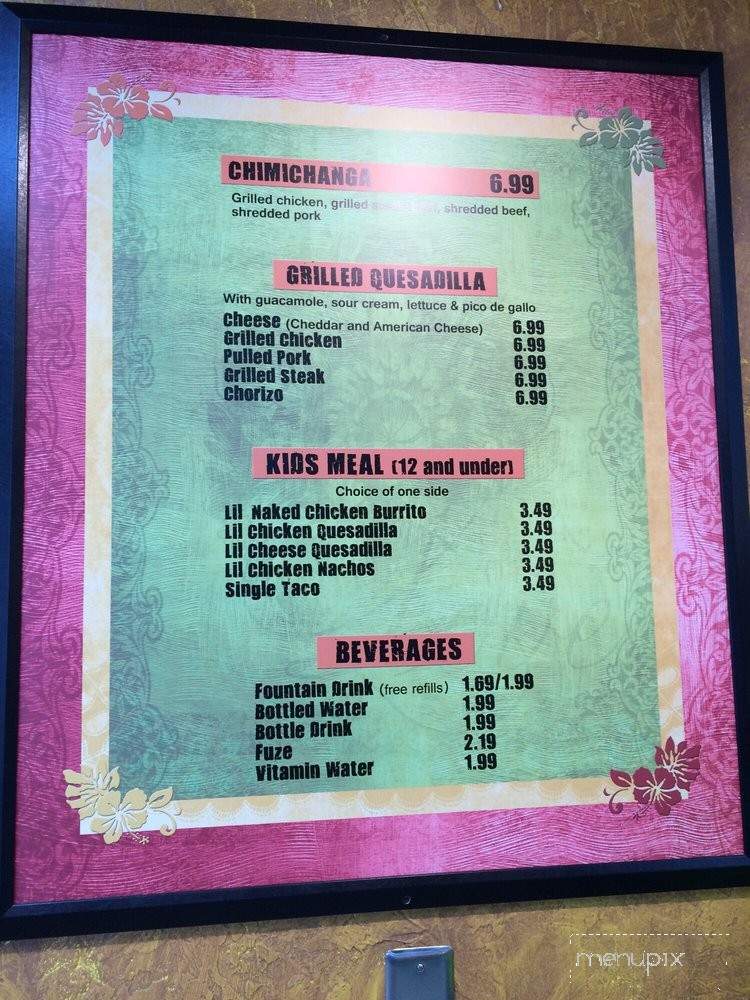 Chavas Mexican Grill - Vincennes, IN menu_pic