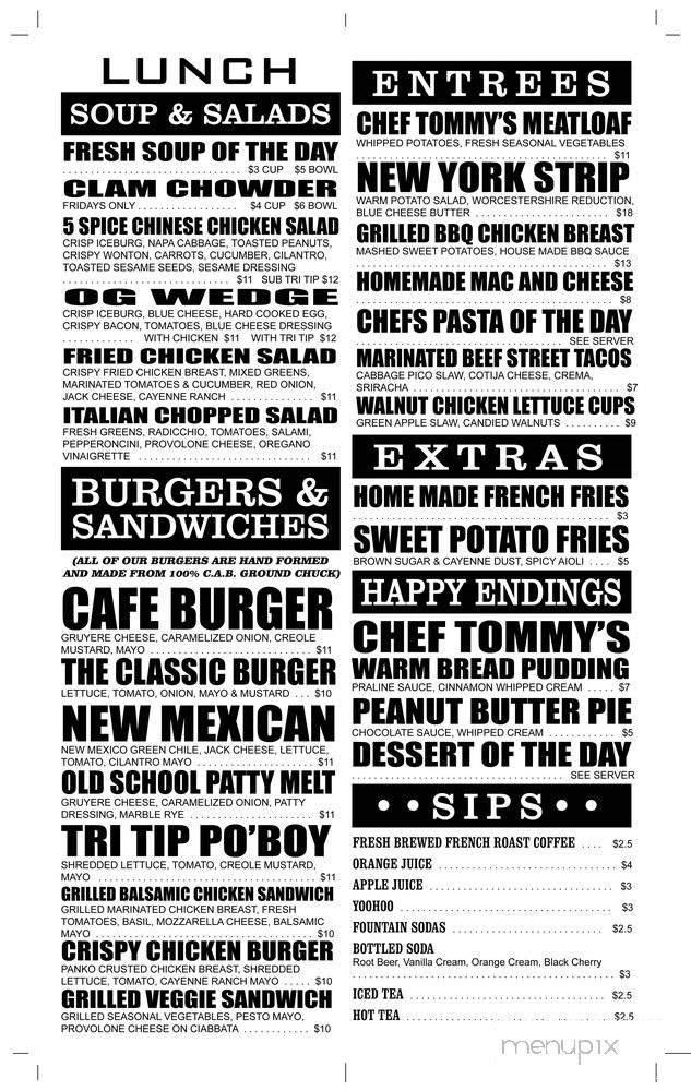Cafe Tommy - Visalia, CA menu_pic
