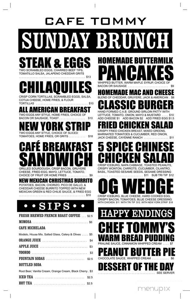 Cafe Tommy - Visalia, CA menu_pic
