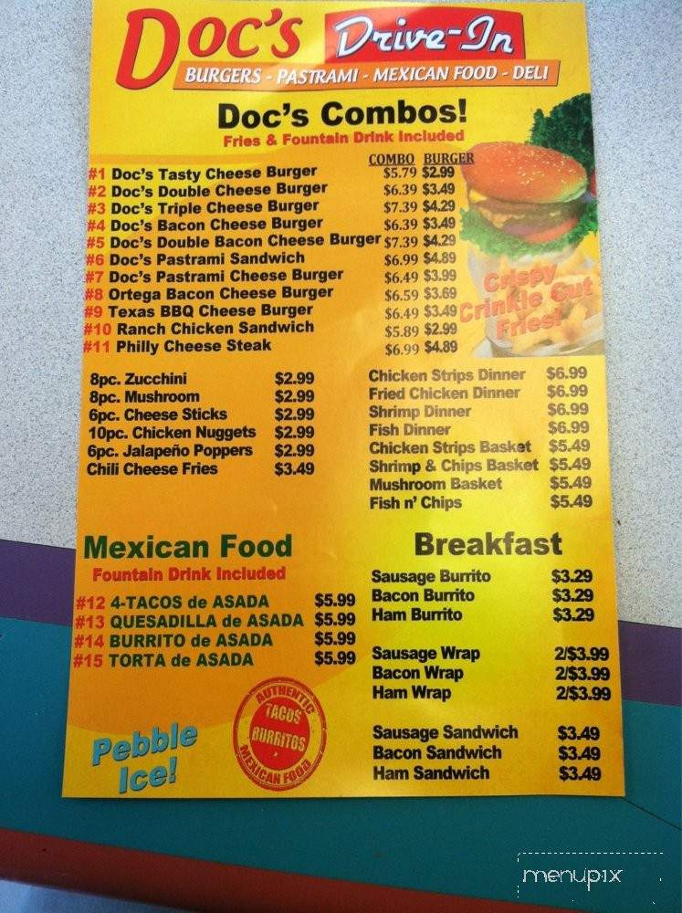Doc's Drive-in - Visalia, CA menu_pic