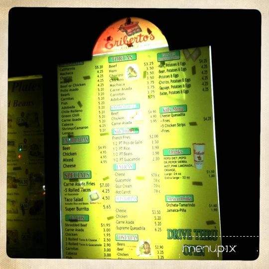 Eriberto's Mexican Food - Vista, CA menu_pic