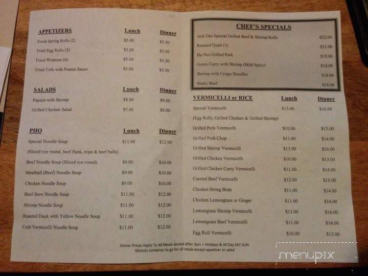Anh-Dao Taste of Vietnam - Washington, DC menu_pic