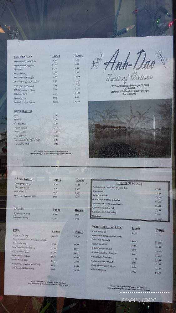 Anh-Dao Taste of Vietnam - Washington, DC menu_pic