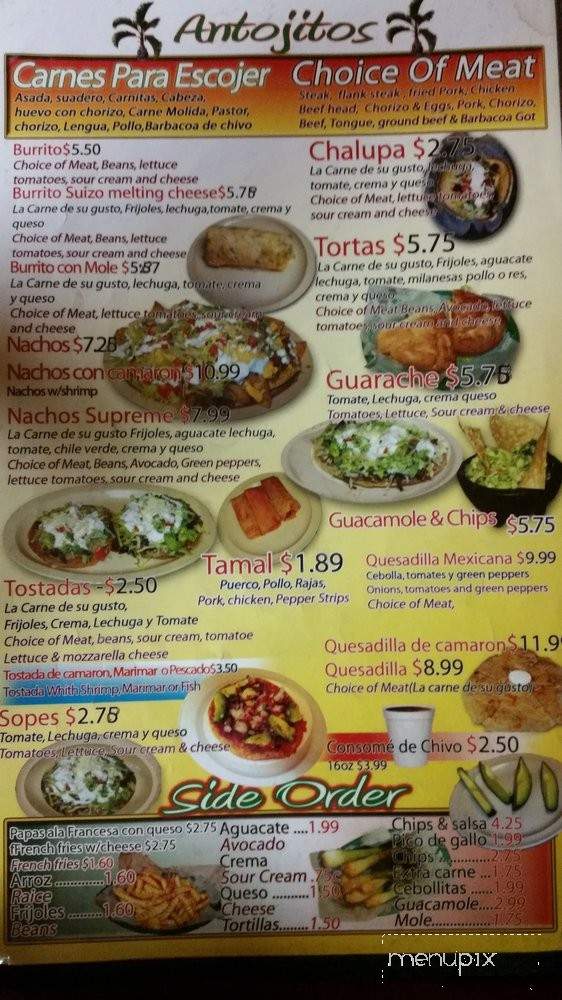 El Palmar - Waukesha, WI menu_pic