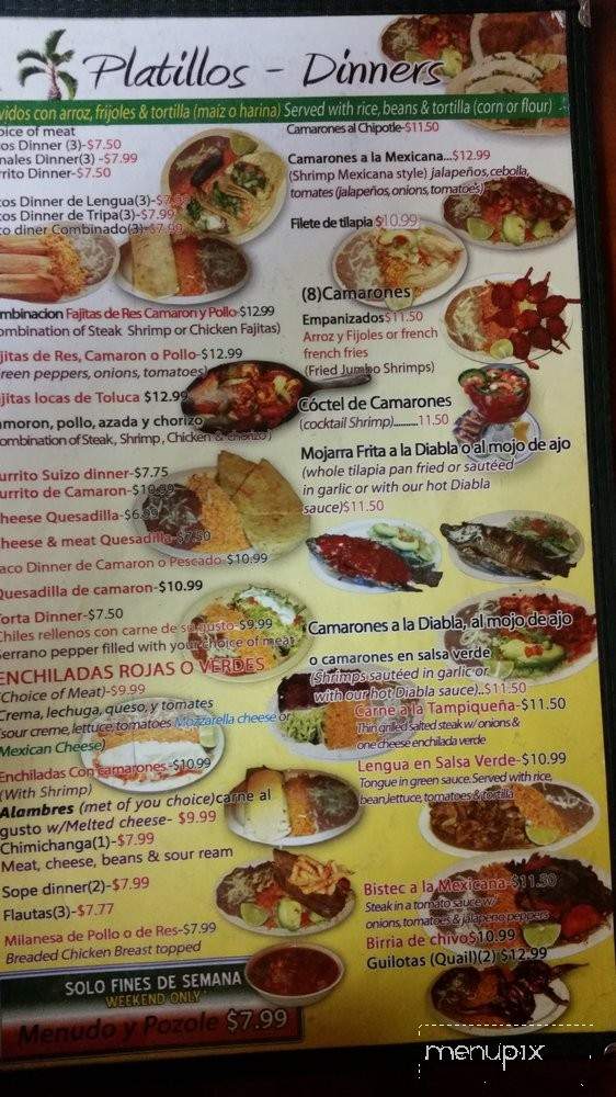 El Palmar - Waukesha, WI menu_pic