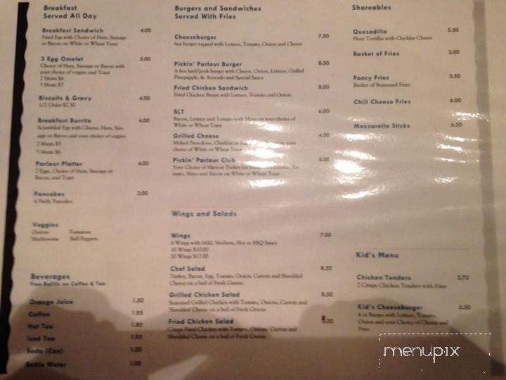 Pickin Parlour Cafe and Sound Shoppe - Weirsdale, FL menu_pic