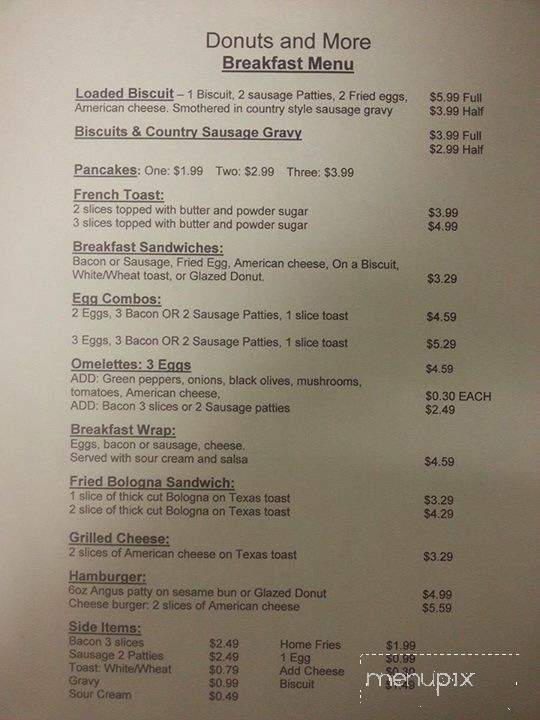 Donuts and More - Weldon Spring, MO menu_pic