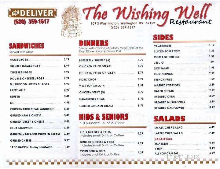 Wishing Well - Wellington, KS menu_pic