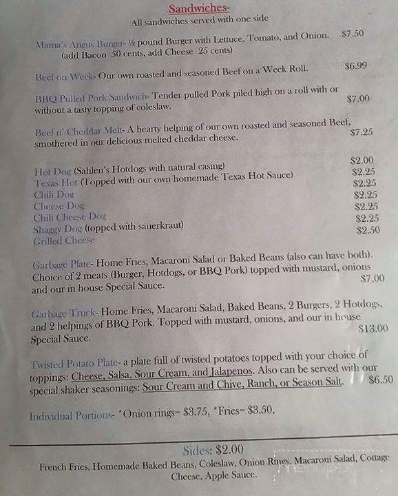 Mama's Smokin' BBQ - Wellsville, NY menu_pic
