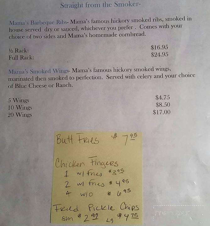 Mama's Smokin' BBQ - Wellsville, NY menu_pic