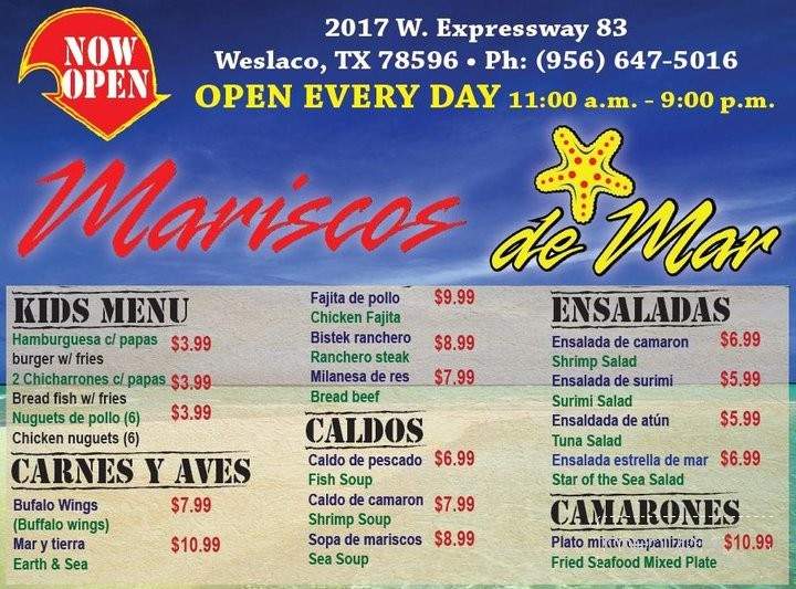 Mariscos Estrella Del Mar - Weslaco, TX menu_pic