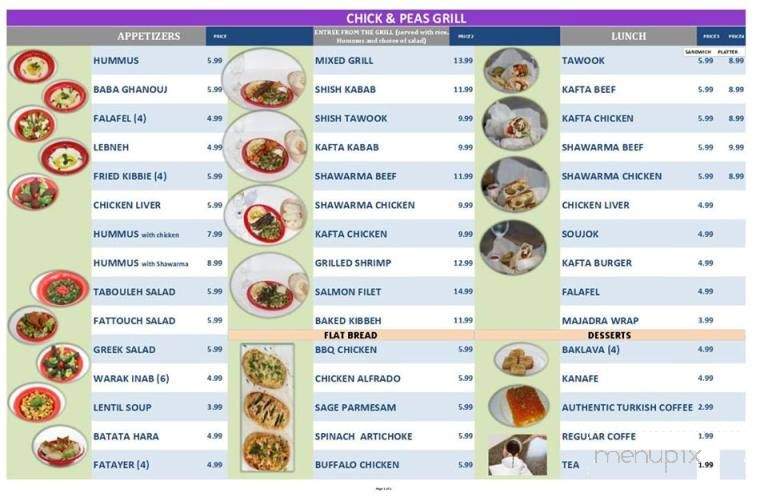 Chick and Peas Grill - Wesley Chapel, FL menu_pic