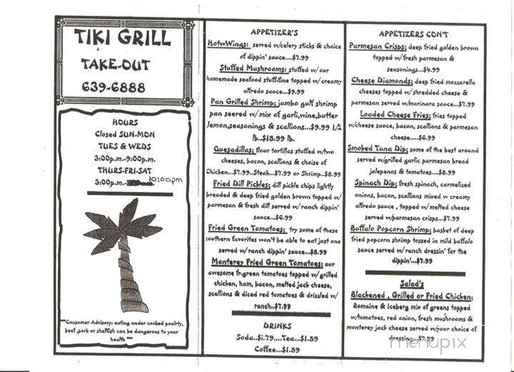 Tiki Grill - Wewahitchka, FL menu_pic