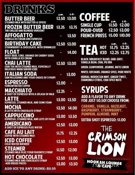 Crimson Lion Hookah Lounge - Wilkes-Barre, PA menu_pic