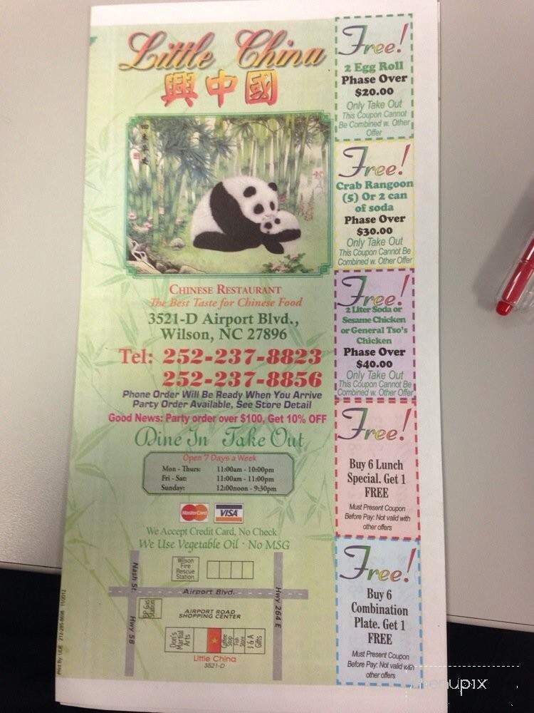 Little China Chinese Rest - Wilson, NC menu_pic