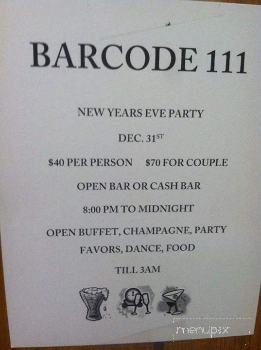 Bar Code 111 - Worth, IL menu_pic