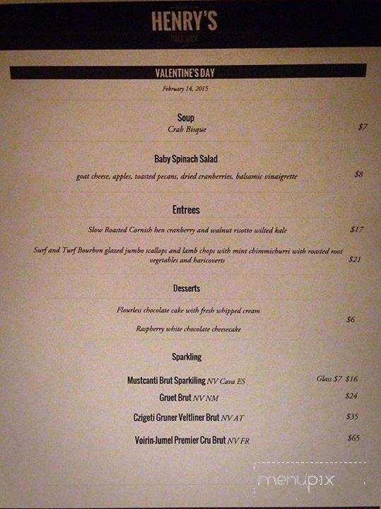 Henry's Public House - Roanoke, VA menu_pic