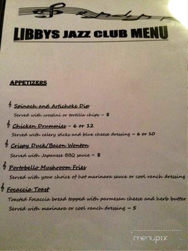 Libby's Jazz Club - Jackson, MI menu_pic