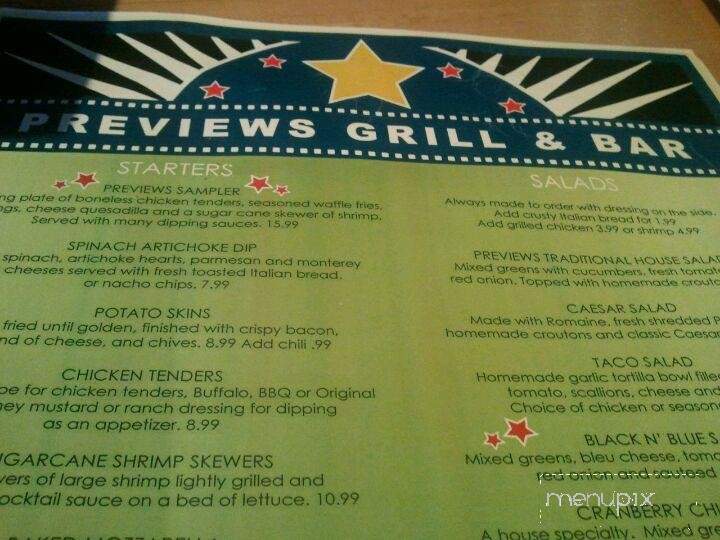 Previews Grill and Bar - Saco, ME menu_pic