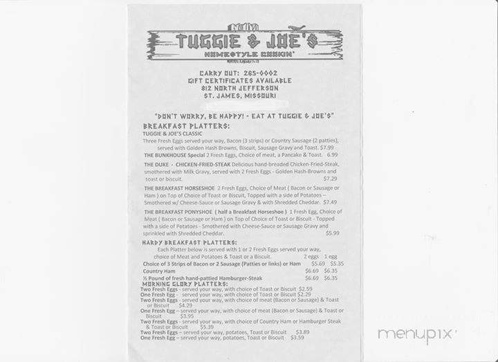 Tuggie & Joe's Homestyle Cookin - Saint James, MO menu_pic