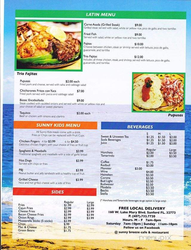 Sunny Breeze Cafe & Restaurant - Sanford, FL menu_pic