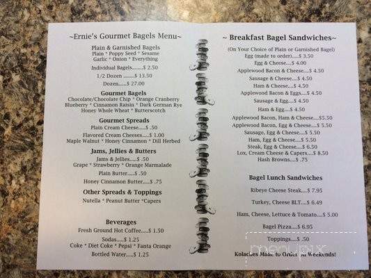 Ernie's Gourmet Bagels - Spring Branch, TX menu_pic