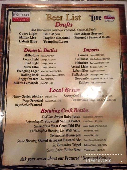 Pourhouse American Grille - Fleetwood, PA menu_pic