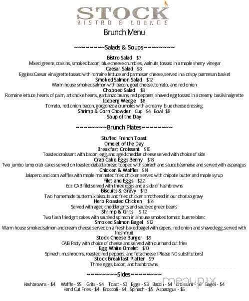 Stock Bistro & Lounge - Woodstock, GA menu_pic