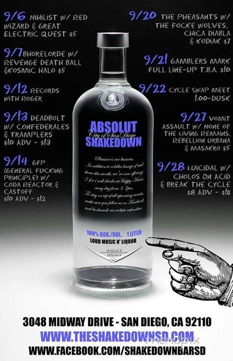 Shakedown Bar - San Diego, CA menu_pic