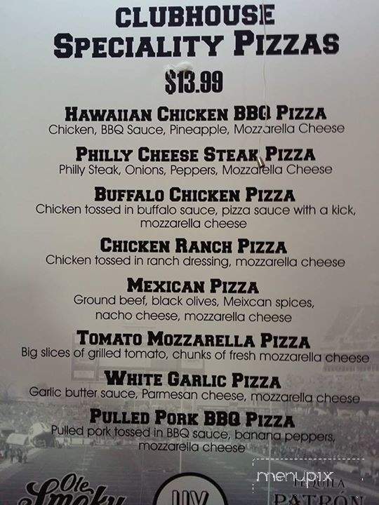 Clubhouse Sports Bar and Grill - Nashville, TN menu_pic
