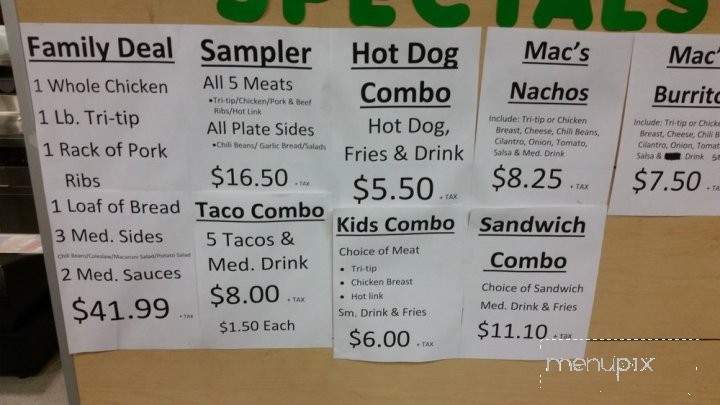 Mac's BBQ - Oxnard, CA menu_pic