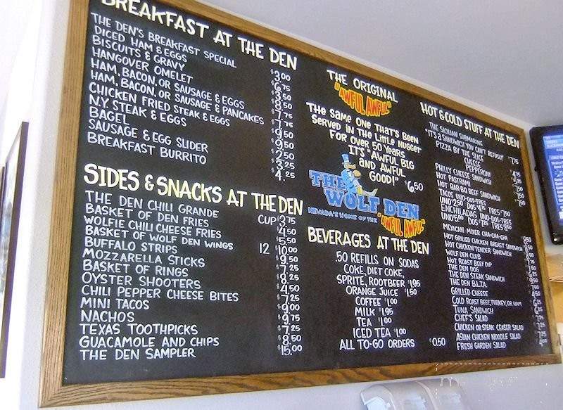 Wolf Den - Reno, NV menu_pic