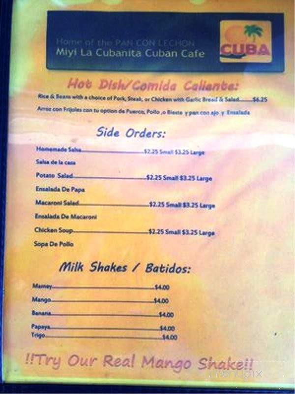 Miyi la Cubanita Cuban Cafe - Pompano Beach, FL menu_pic