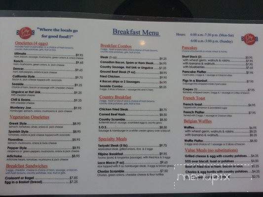 Daddy's City Diner - Marina, CA menu_pic