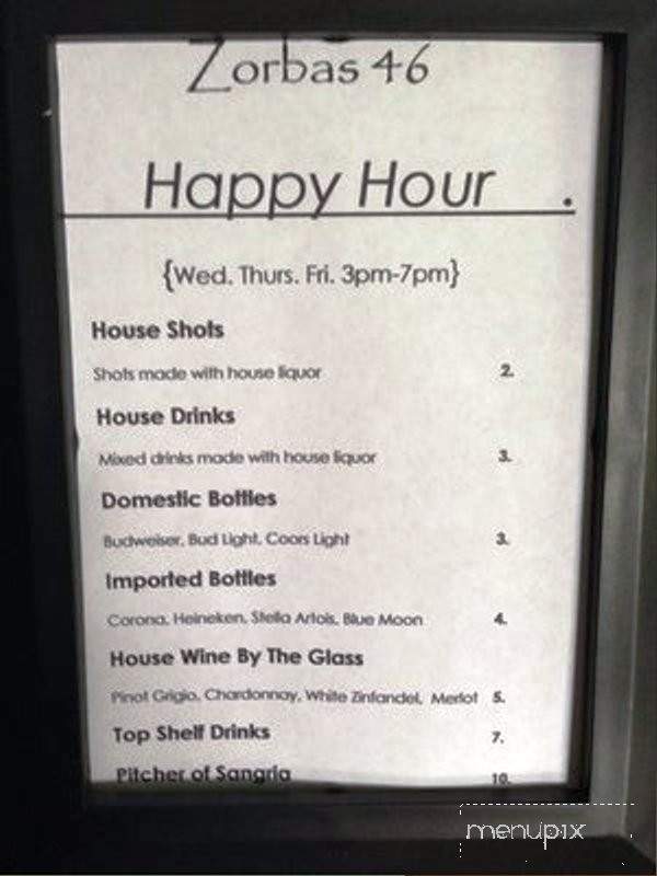 Zorba's Supper Club - South Hackensack, NJ menu_pic