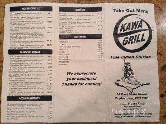 Kawa Grill - Doylestown, PA menu_pic