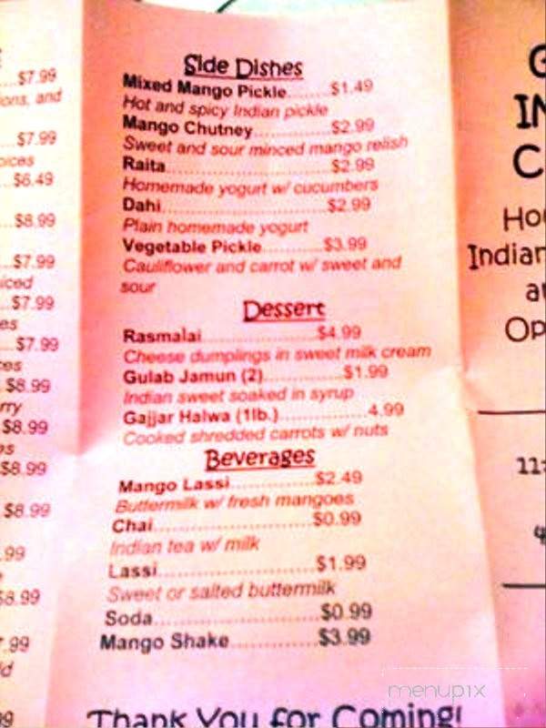 Great Indian Cuisine - Sacramento, CA menu_pic