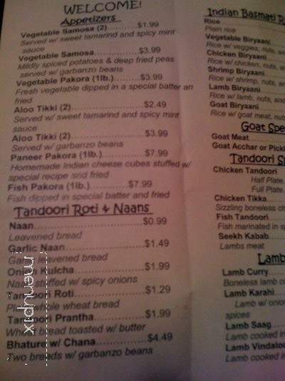 Great Indian Cuisine - Sacramento, CA menu_pic
