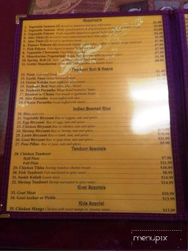 Great Indian Cuisine - Sacramento, CA menu_pic