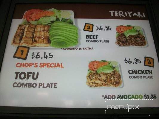 Chop Teriyaki - La Habra, CA menu_pic