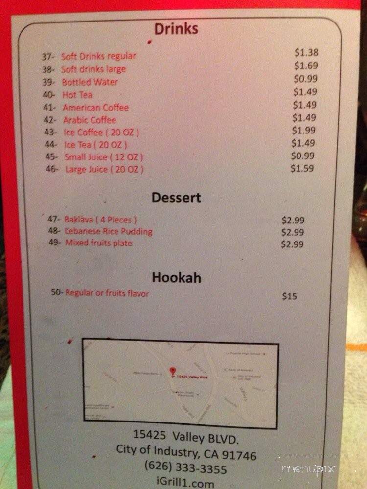Igrill Mediterranean and Hookah Lounge - City of Industry, CA menu_pic