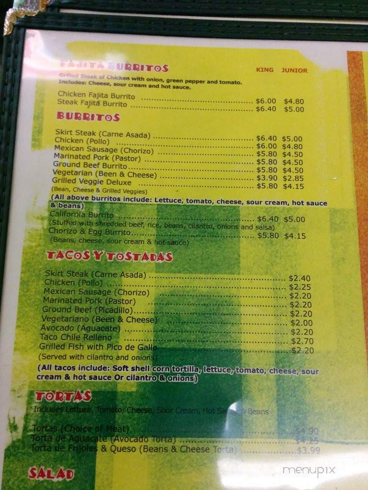 Javi's Burritos - Glen Ellyn, IL menu_pic