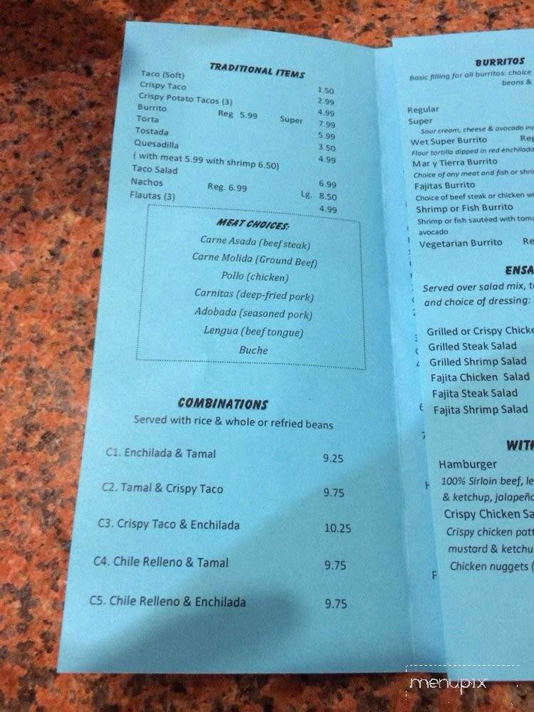 Chuy's Taqueria - Sacramento, CA menu_pic