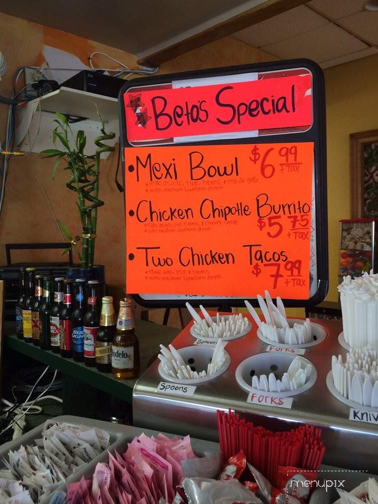 Beto's Tacos - Sacramento, CA menu_pic