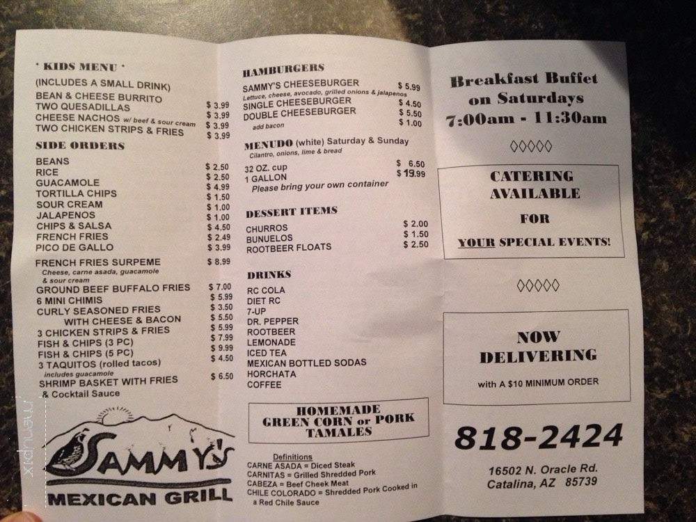 Sammy's Mexican Grill - Tucson, AZ menu_pic