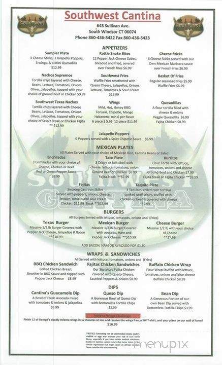 Southwest Cantina - South Windsor, CT menu_pic
